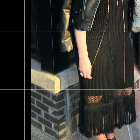 Black embroidered open work midis gown with long fringe - Picture 1 of 3